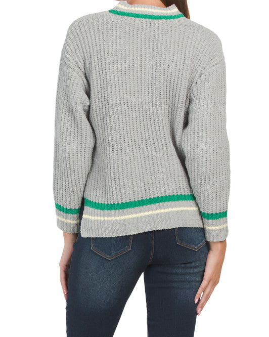 alternate image #1 of V-neck Tipped Sweater