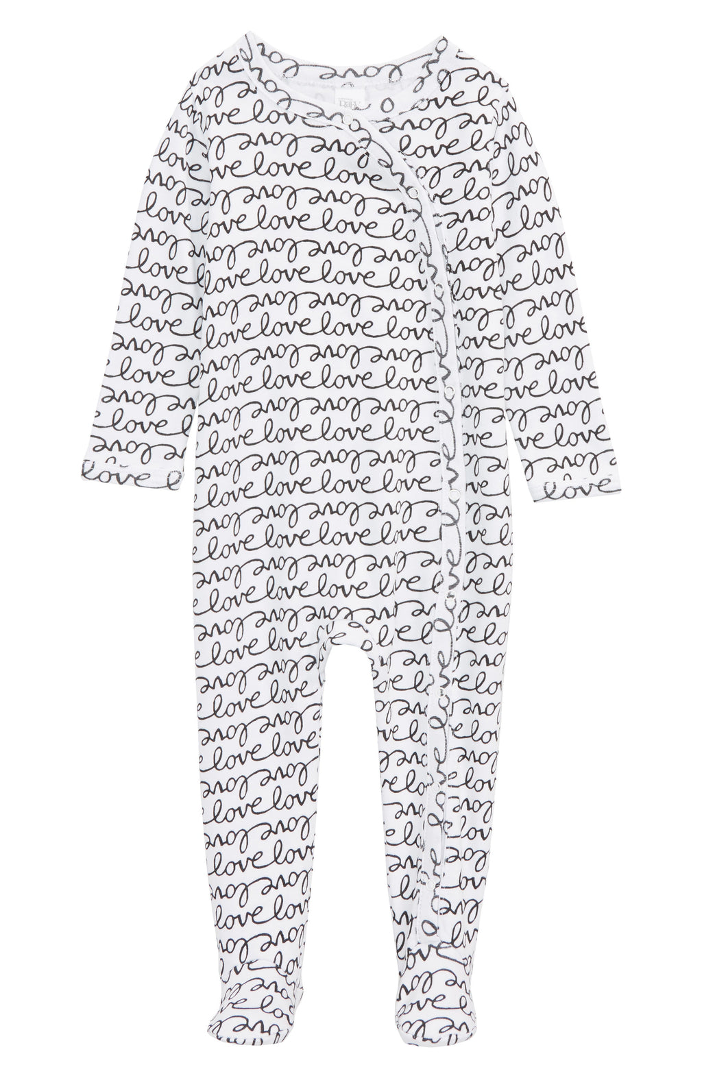 NORDSTROM Baby Print Footie, Main, color, WHITE- BLACK LOVE