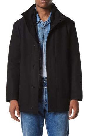 ANDREW MARC Coyle Wool Blend Bib Coat, Alternate, color, BLACK