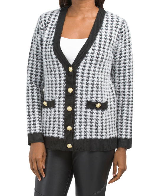 Houndstooth Eyelash Cardigan