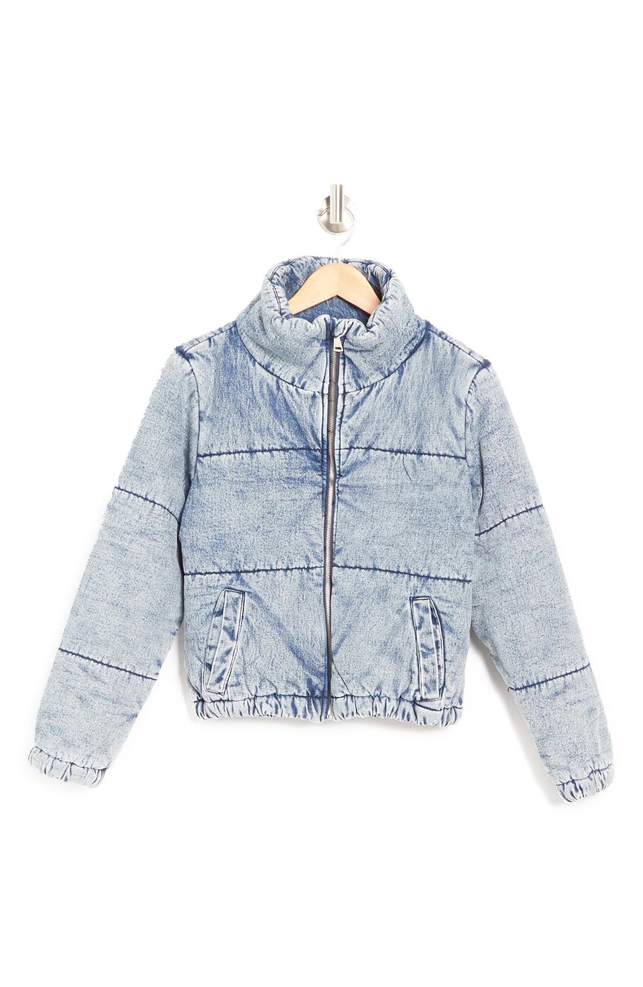 VIGOSS Denim Puffer Jacket, Alternate, color, LIGHT WASH