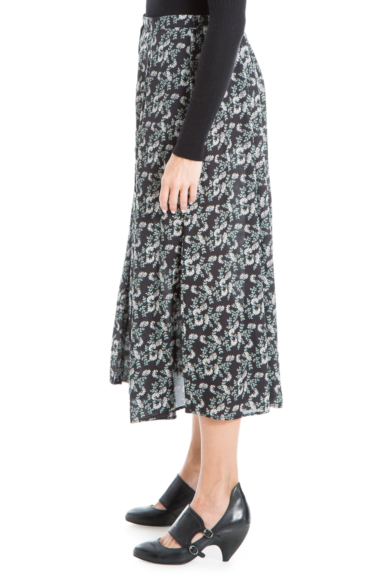 MAX STUDIO Button Front Maxi Skirt, Alternate, color, BLACK MINI MRGLDS