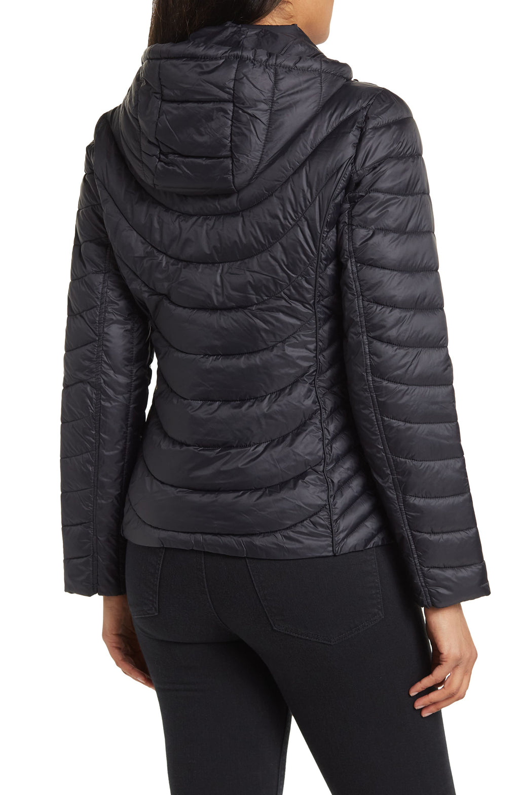 MICHAEL KORS Contrast Packable Hooded Down Jacket, Alternate, color, BLACK