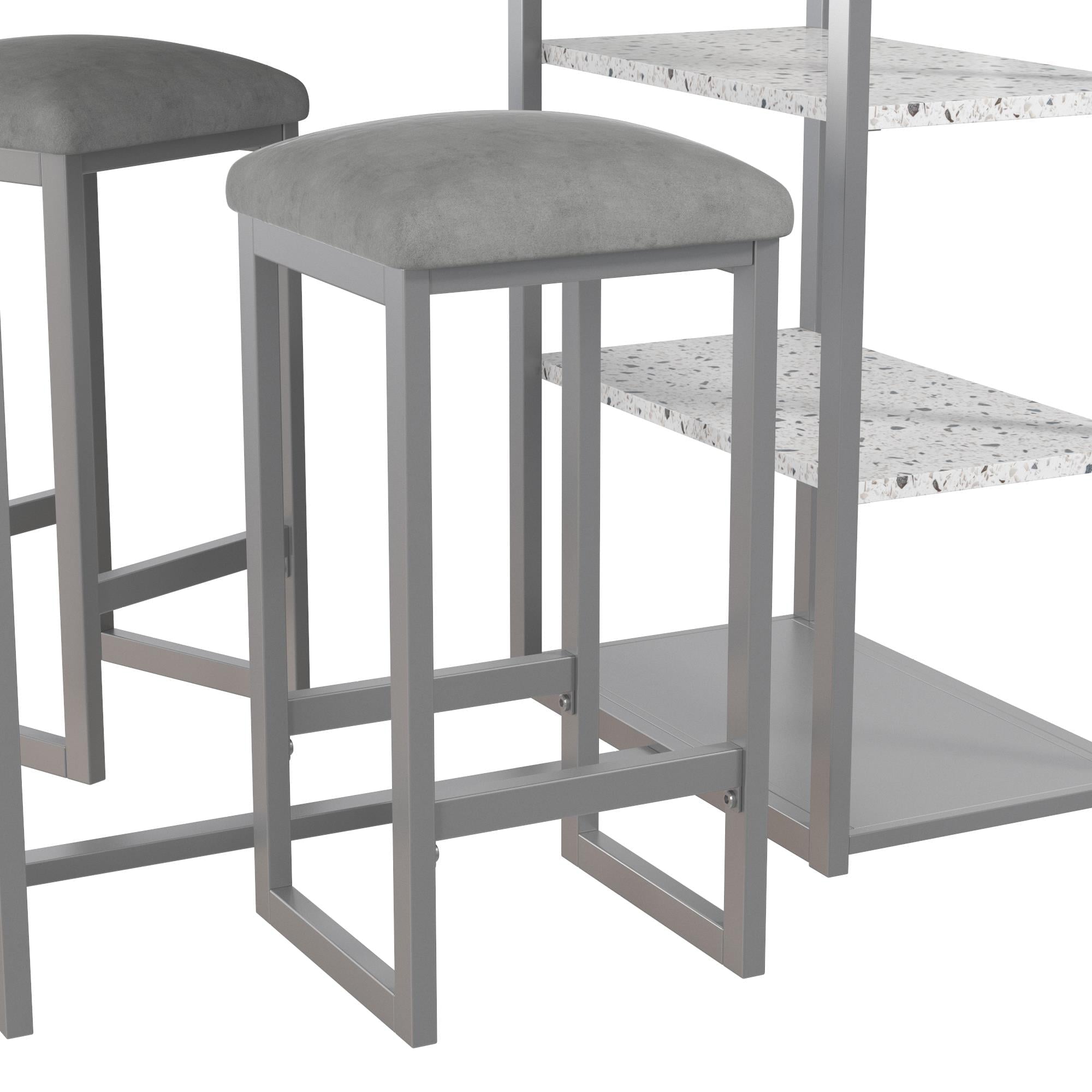 Novogratz Nora 3-Piece Pub Set with Faux Terrazzo Top, Gray Metal/Gray Seat - image 11 of 16