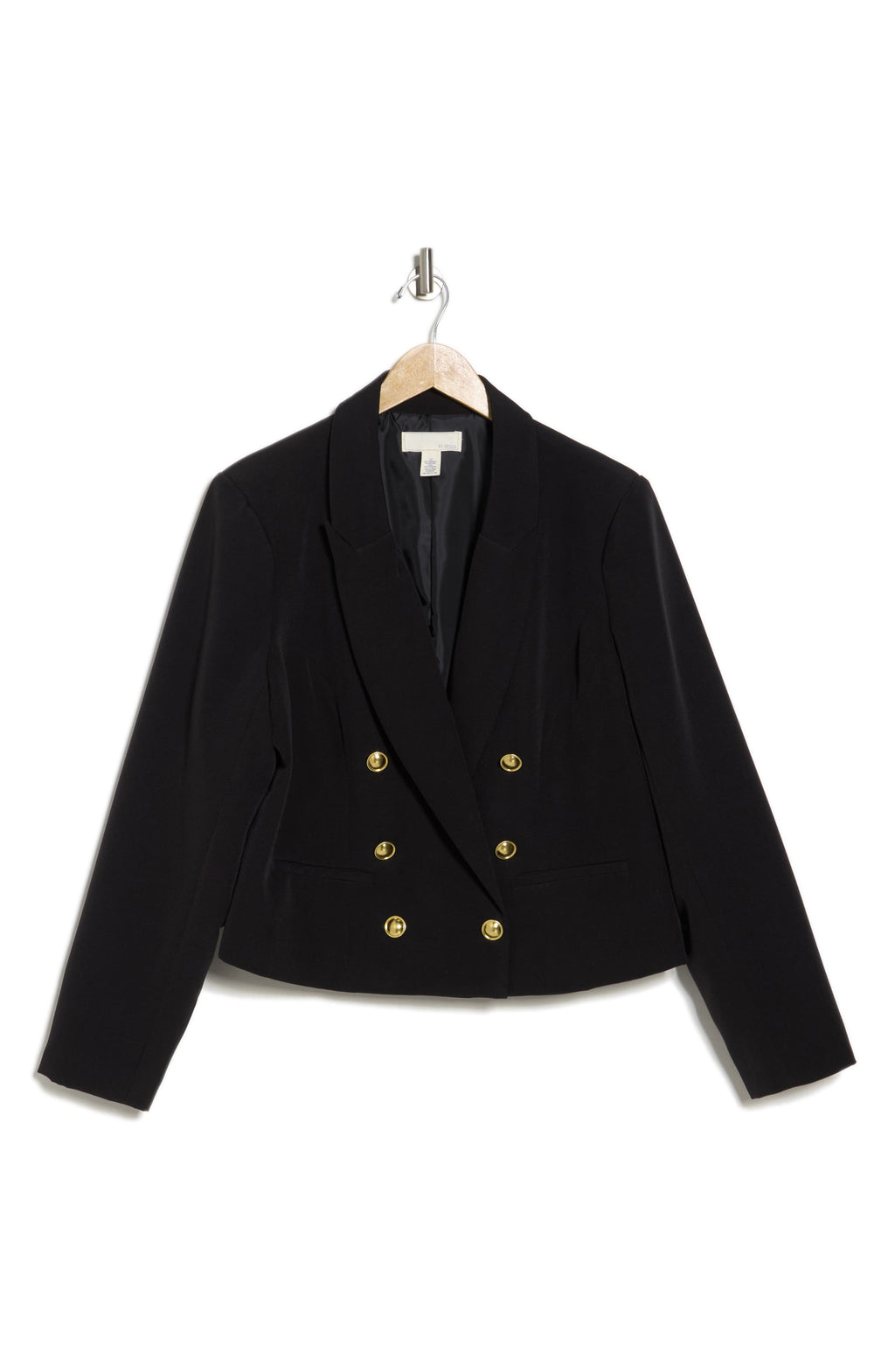 BY DESIGN Senia Double Breasted Peak Lapel Blazer, Alternate, color, BLACK