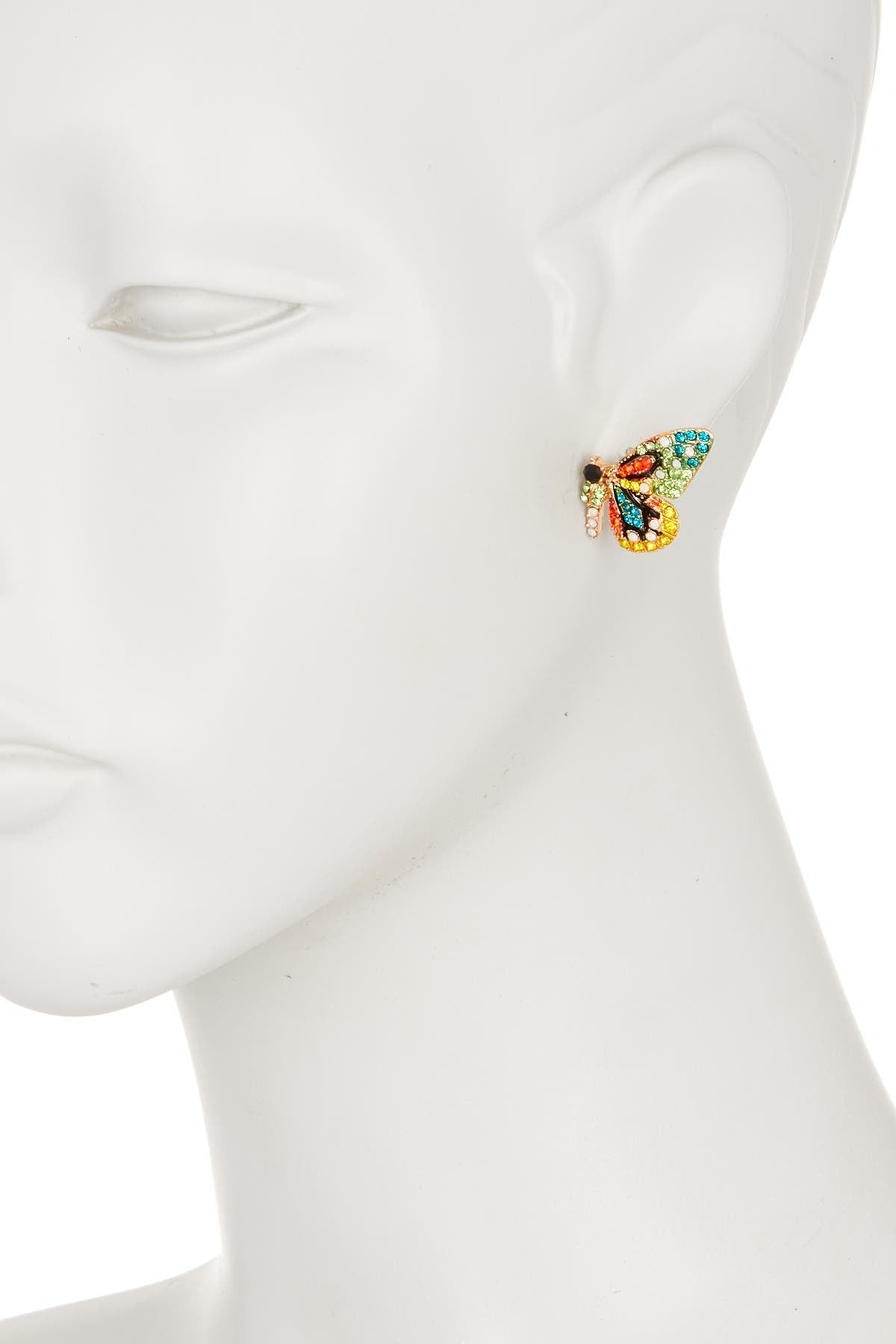 EYE CANDY LOS ANGELES Flutter Green Crystal Butterfly Earrings, Alternate, color, MULTICOLORED