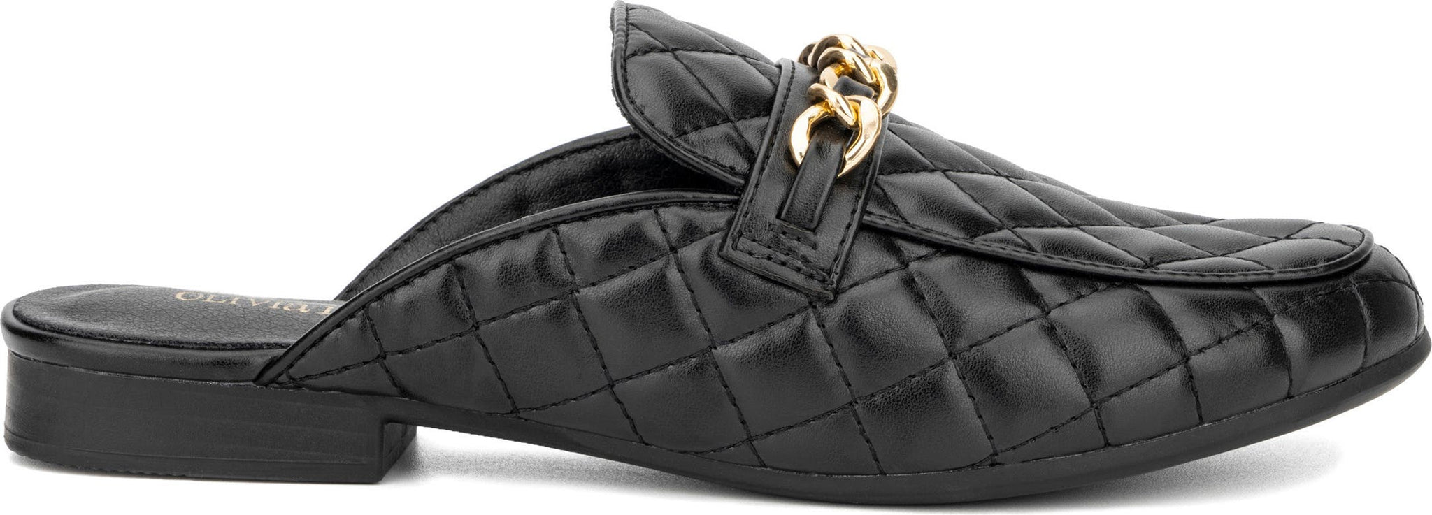 OLIVIA MILLER Amaia Quilted Loafer Mule, Alternate, color, BLACK