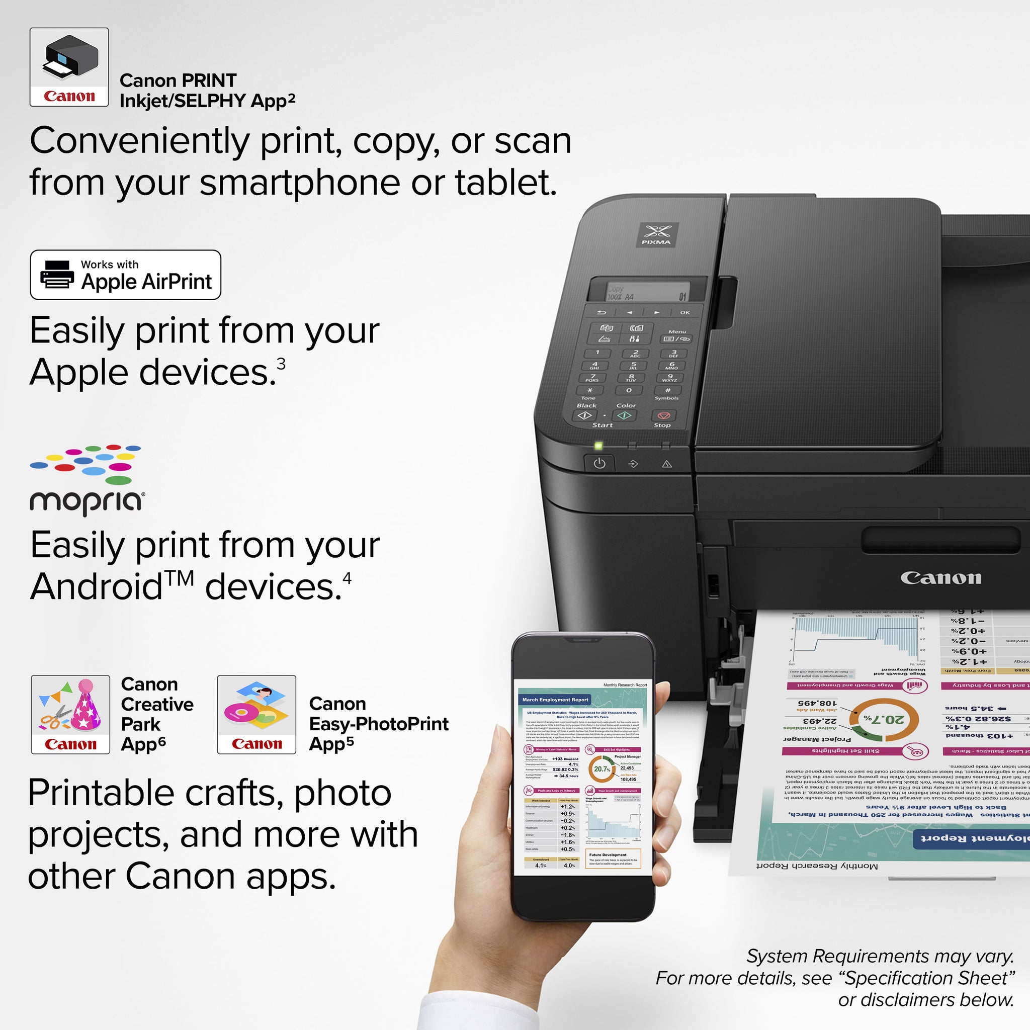 image 2 of Canon PIXMA TR4722 All-in-One Wireless Printer for Home use, with Auto Document Feeder, Mobile Printing and Built-in Fax, Black