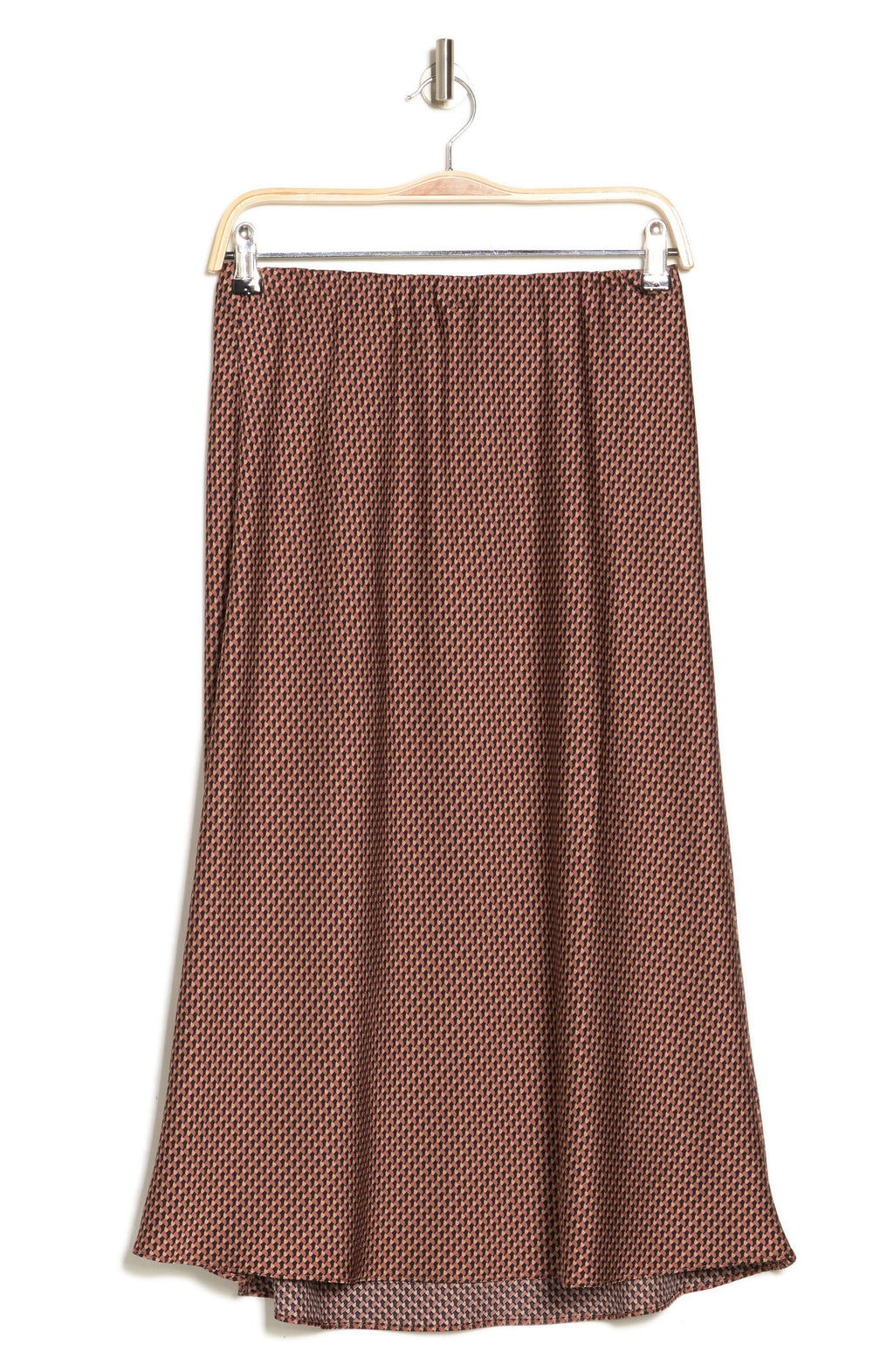 ADRIANNA PAPELL Textured Satin Bias Skirt, Main, color, TOASTED TOFFEE CURVY GEO