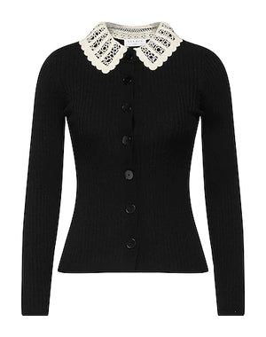 SANDRO Cardigan Black 46% Acrylic, 45% Wool, 8% Polyamide, 1% Elastane