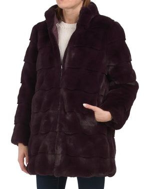 main image of Reversible Faux Fur Stand Collar Coat