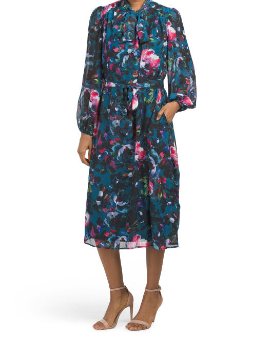 Long Sleeve Floral Midi Dress