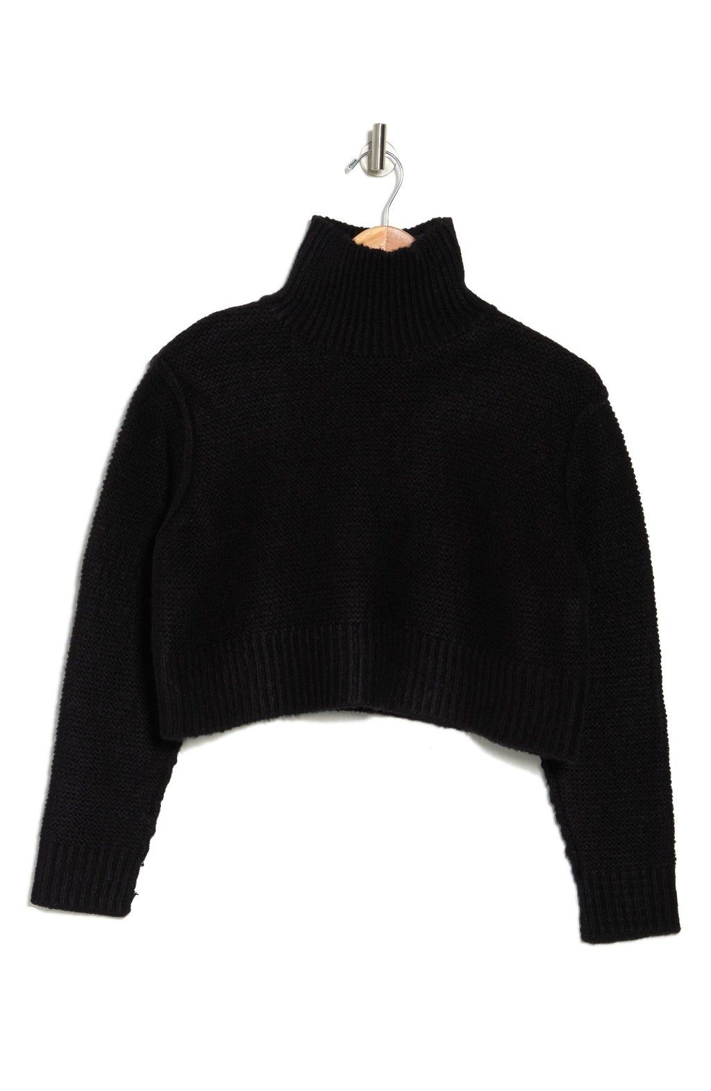 ELODIE Mockneck Crop Sweater, Alternate, color, BLACK