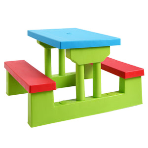 image 8 of Costway 4 Seat Kids Picnic Table w/Umbrella Garden Yard Folding Children Bench Outdoor