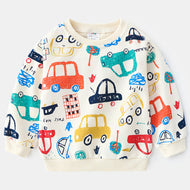 Baby Car Sweatershirt 2021 Spring Kid's Clothes Toddler Fashion Print Tops Children's O Neck Pullover Outwear for Boys 2 5 7year