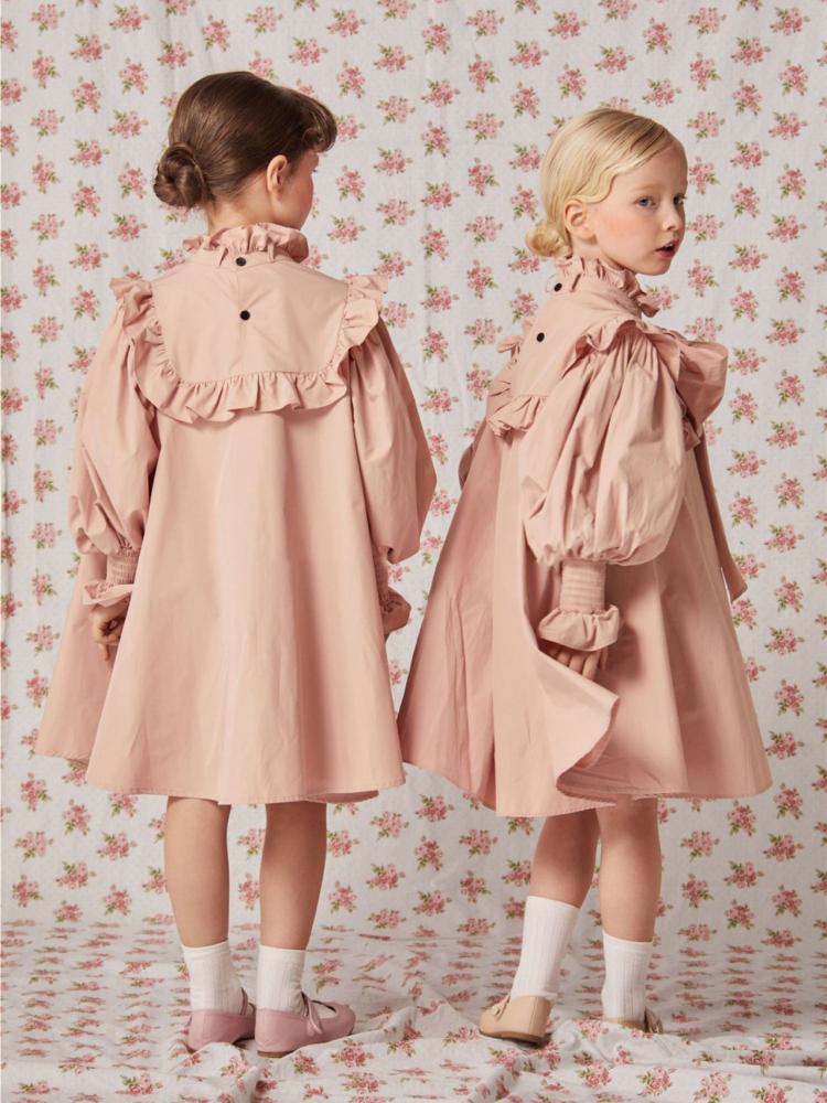 Baby Girls Spring Fall Casual Dress In Stock Kids Girl Bowknot Plain A-line Dresses Children Loose Sweety Outerwears for Party