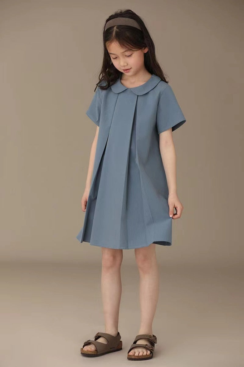 Children's Casual Dress Cotton Short Sleeve Clothes for Girls Korean Style Kids Party Dress Lovely Princess Dress