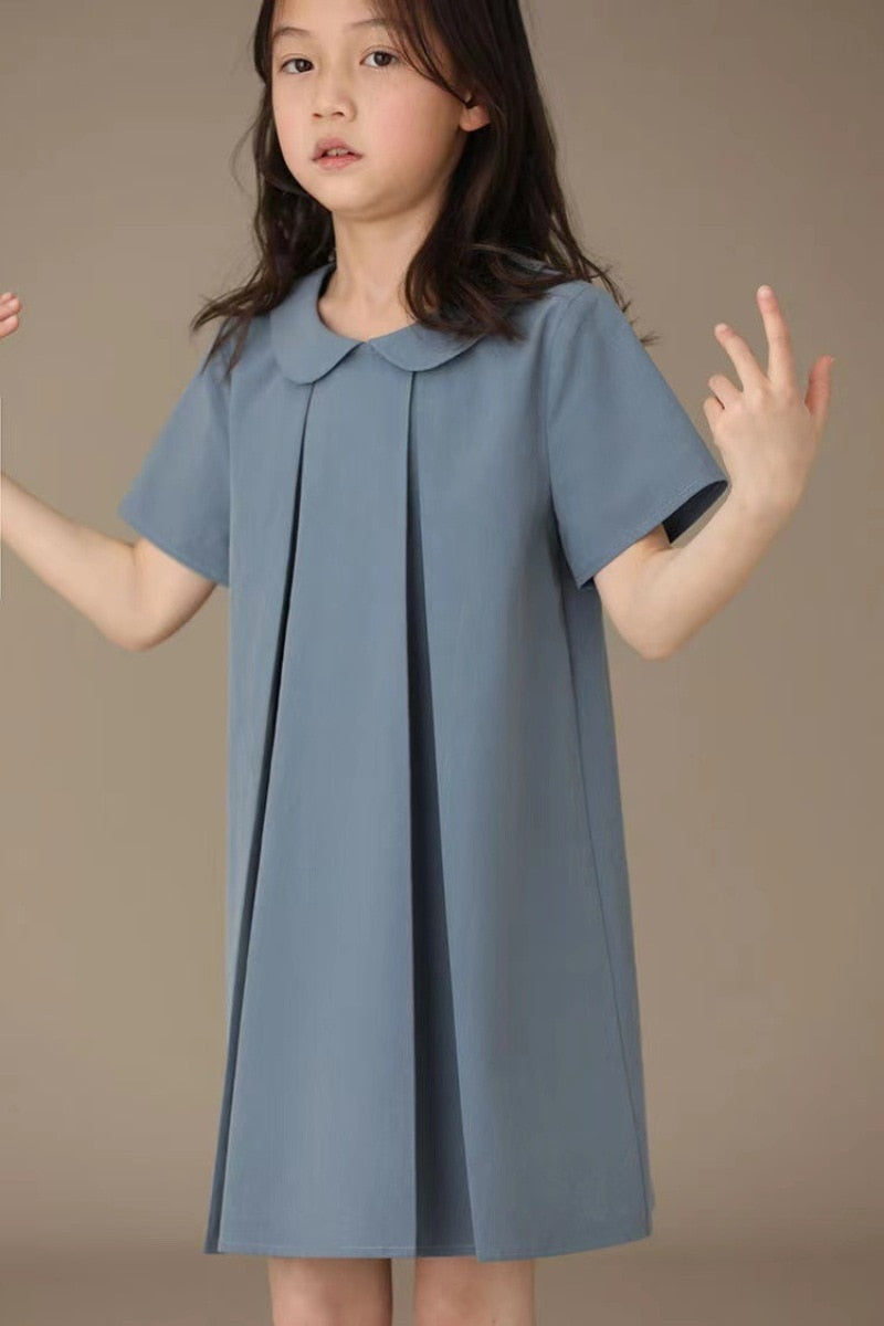 Children's Casual Dress Cotton Short Sleeve Clothes for Girls Korean Style Kids Party Dress Lovely Princess Dress