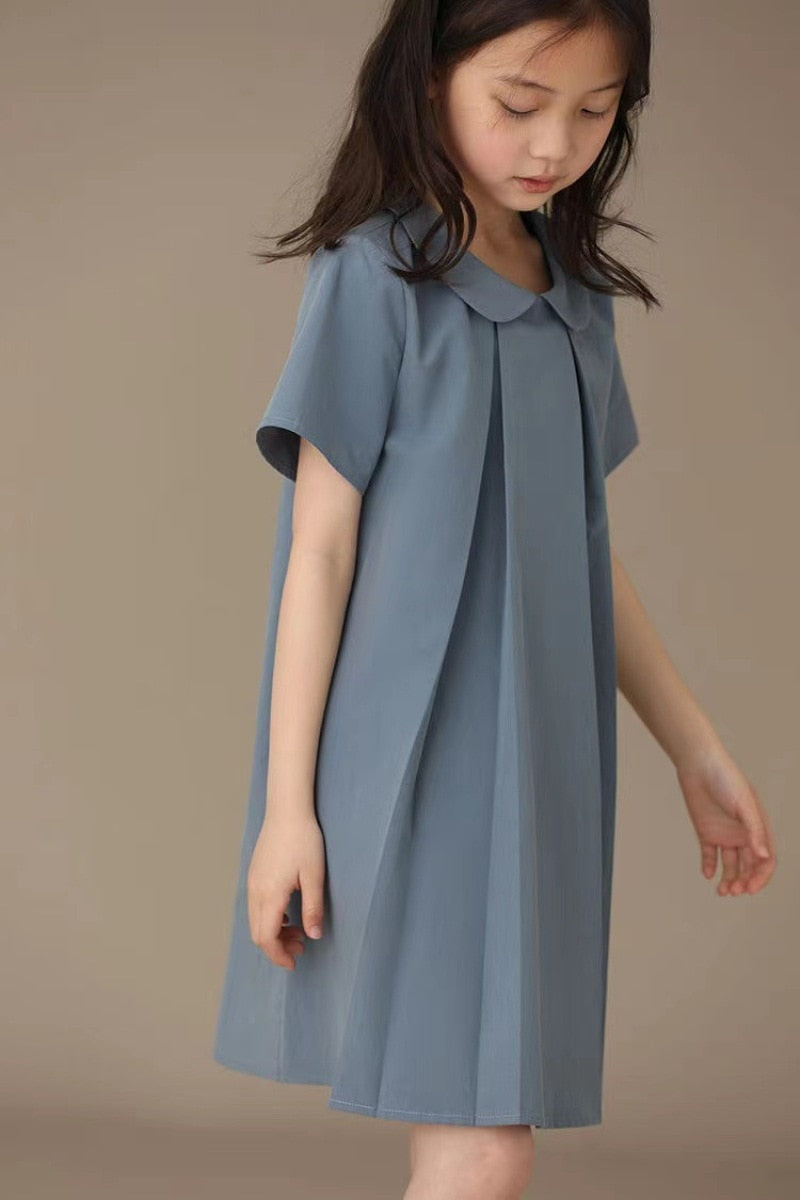 Children's Casual Dress Cotton Short Sleeve Clothes for Girls Korean Style Kids Party Dress Lovely Princess Dress