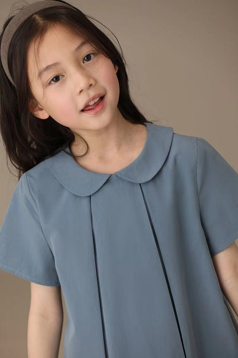Children's Casual Dress Cotton Short Sleeve Clothes for Girls Korean Style Kids Party Dress Lovely Princess Dress