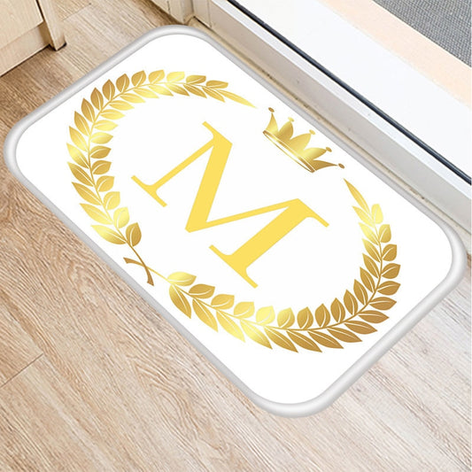 Golden Letter Non-Slip Doormat Kitchen Bath Entrance Door Mat Suede Velvet Carpet Colorful Indoor Floor Mats Rug Home Decor 8249