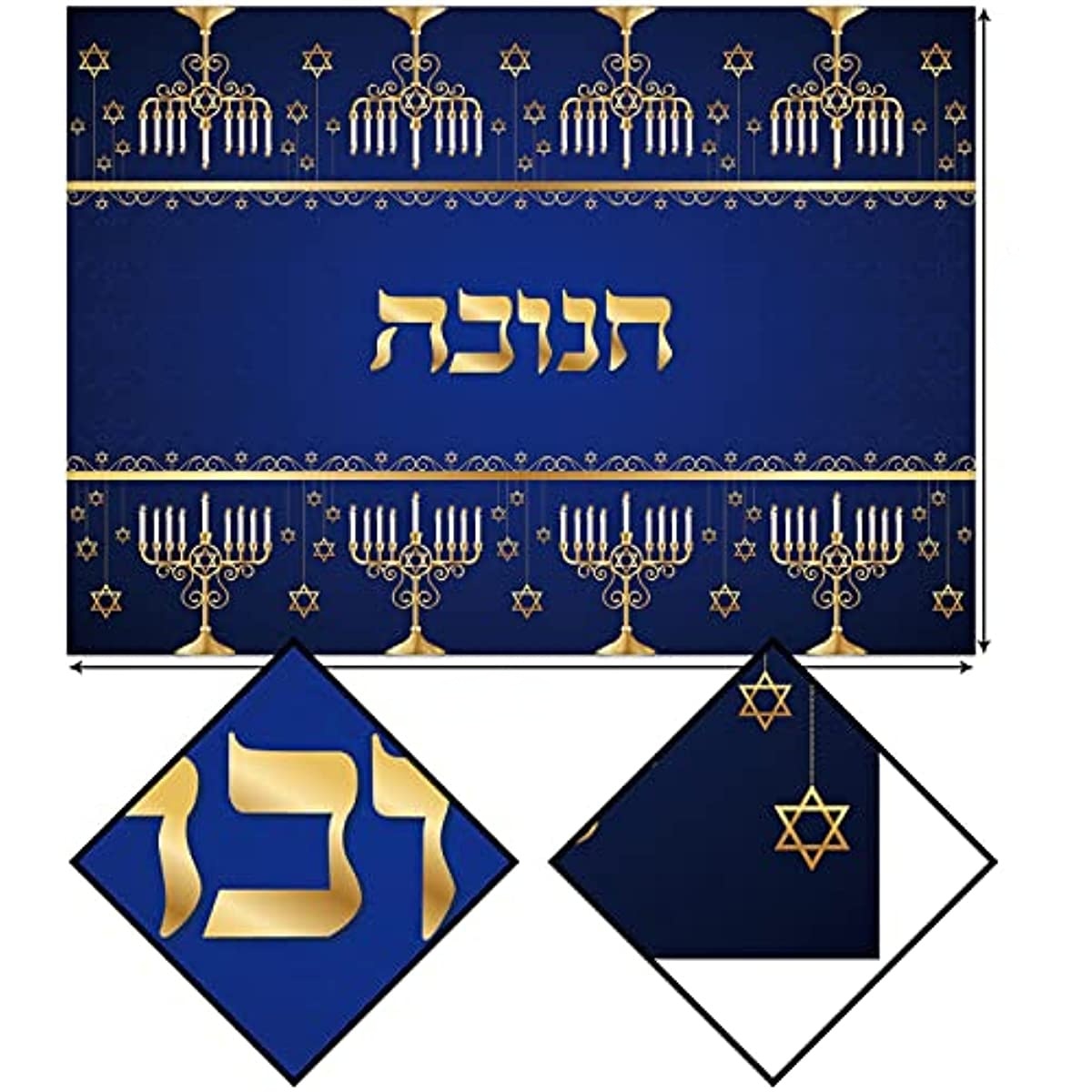 Hanukkah Linen Table Cloth Hebrew Jewish Chanukah Menorah Party Decoration Star of David Decor Kitchen Dining Home Table Cover