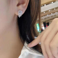 Huitan Novel Clear Cubic Zirconia Stud Earrings for Women Fashion Luxury Wedding Accessories Fancy Girls Earrings Party Jewelry