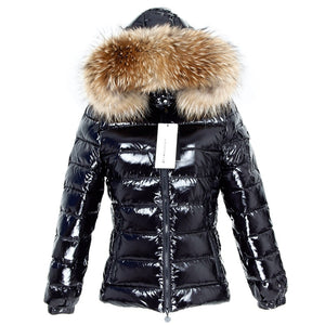 Maomaokong Winter Jacket Women Real Fur Coat Parkas Duck Down Lining Coat Real Raccoon Fur Collar Warm Black Streetwear