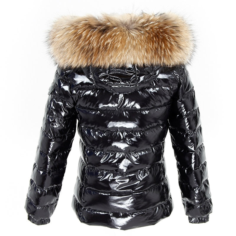 Maomaokong Winter Jacket Women Real Fur Coat Parkas Duck Down Lining Coat Real Raccoon Fur Collar Warm Black Streetwear