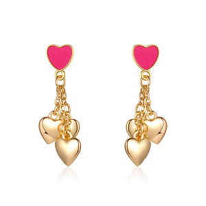 New 2021 Signature Rose Pave Heart Stud Earrings for Women Female Modern Fashion Jewelry Korea Style