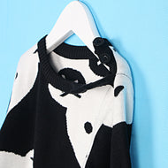 New 2022 Baby Boys Girl Clothes Cute Cartoon Cotton Knitting Fashion Children Black White Bear Sweater Boys Cardigan Kids Coat