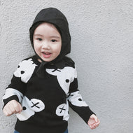 New 2022 Baby Boys Girl Clothes Cute Cartoon Cotton Knitting Fashion Children Black White Bear Sweater Boys Cardigan Kids Coat