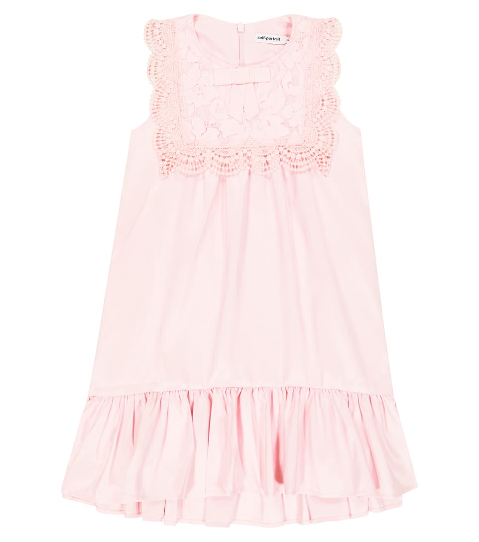 Self-Portrait Kids Guipure lace-trimmed taffeta dress