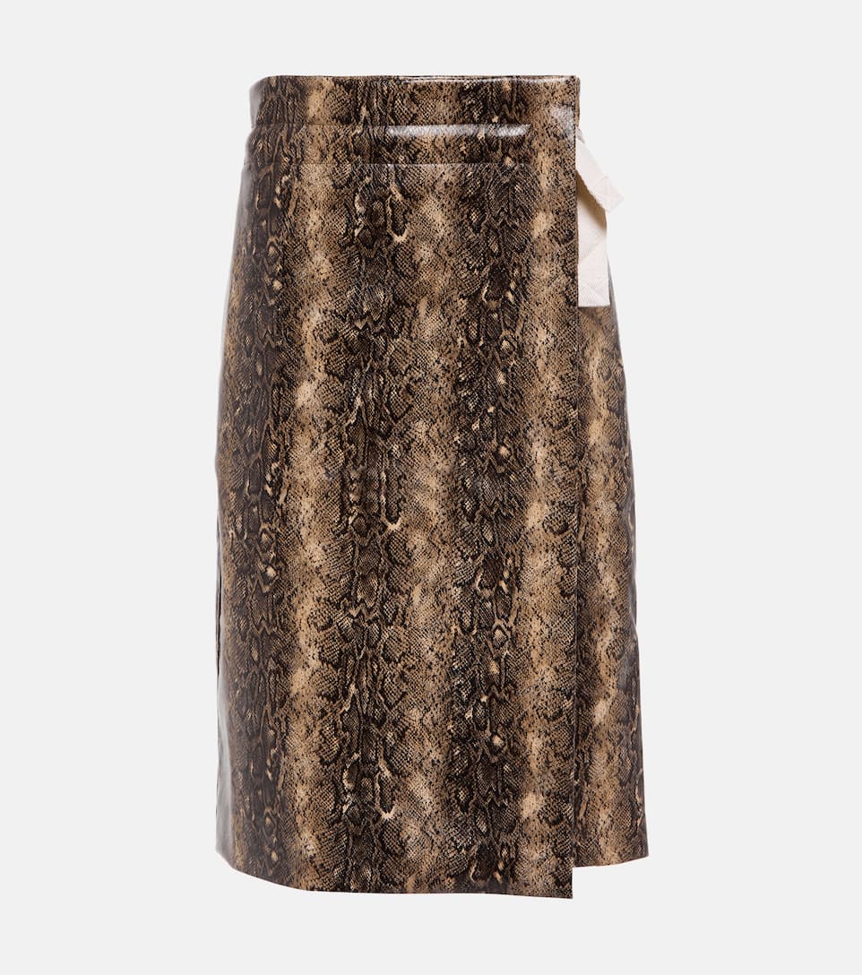 Ganni Snakeskin-print midi skirt