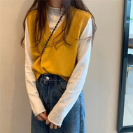 Sweater Vest Women Solid Simple V-neck Leisure Basic Outwear All-match Elegant Spring Office Ladies Colorful Fashion Sweaters