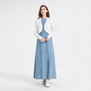 Women Denim Sleeveless Dress 2023 Summer Maxi Dresses with Pockets High Quality Well Made Cotton, #1111