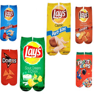 Women's Creative Happy Foods Potato Chips Printing Snack Candy Knee Socks Funny Harajuku Casual Fashion Long Sokken Dropship