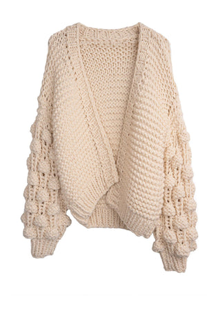 SAACHI Bobble Sleeve Knit Cardigan, Alternate, color, IVORY