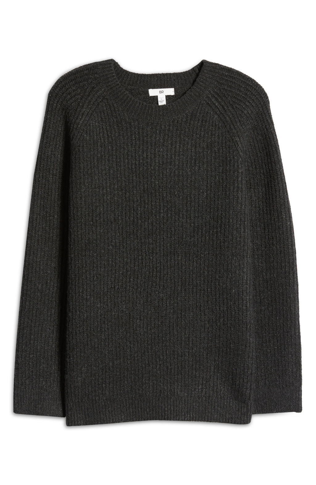 BP. Plaited Stitch Recycled Blend Crewneck Sweater, Alternate, color, BLACK