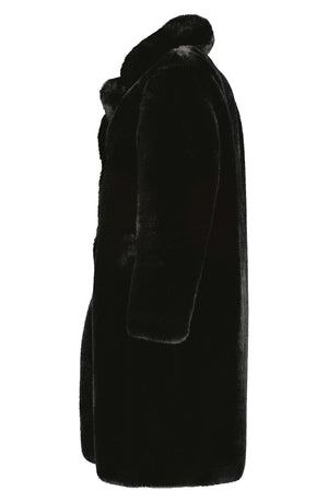 NOIZE Faux Fur Longline Coat, Alternate, color, BLACK