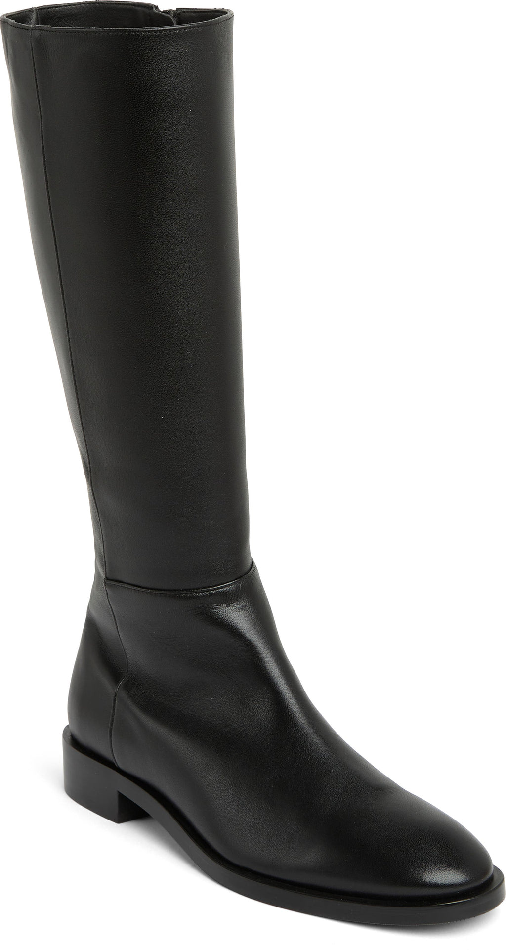 STUART WEITZMAN Keelan Zip Leather Boot, Main, color, BLACK