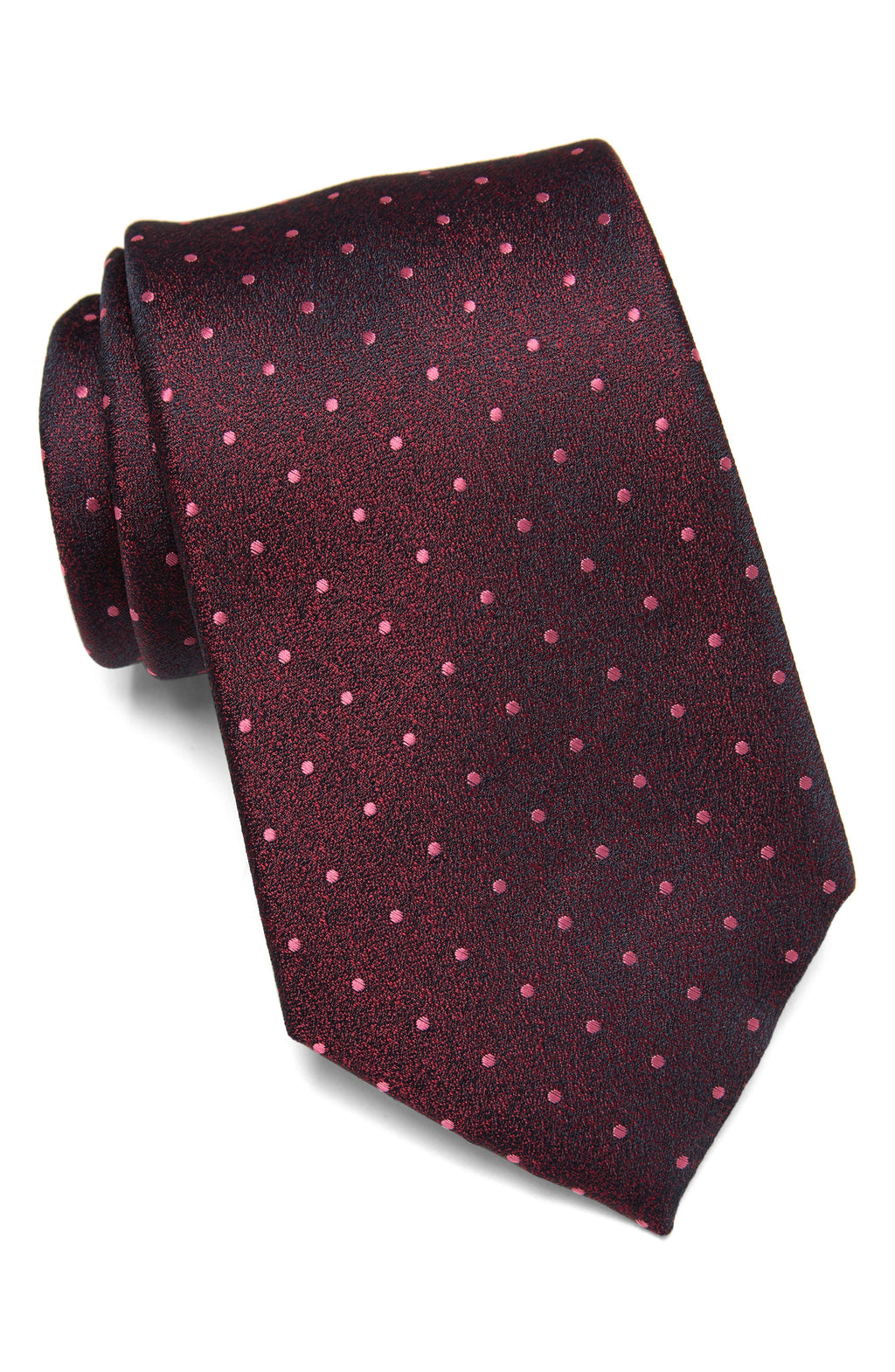 NORDSTROM RACK Poplin Dot Tie, Main, color, BURGUNDY