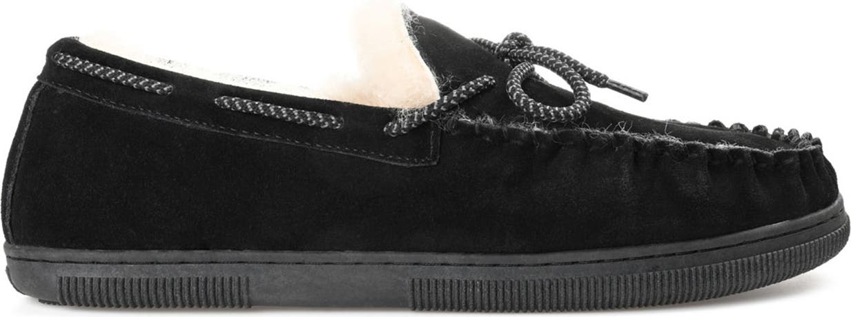 TERRITORY BOOTS Meander Genuine Shearling Lined Suede Moccasin, Alternate, color, BLACK