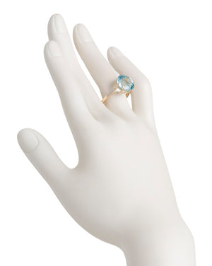 alternate image #1 of 14kt Gold Blue Topaz Multi Prong Ring