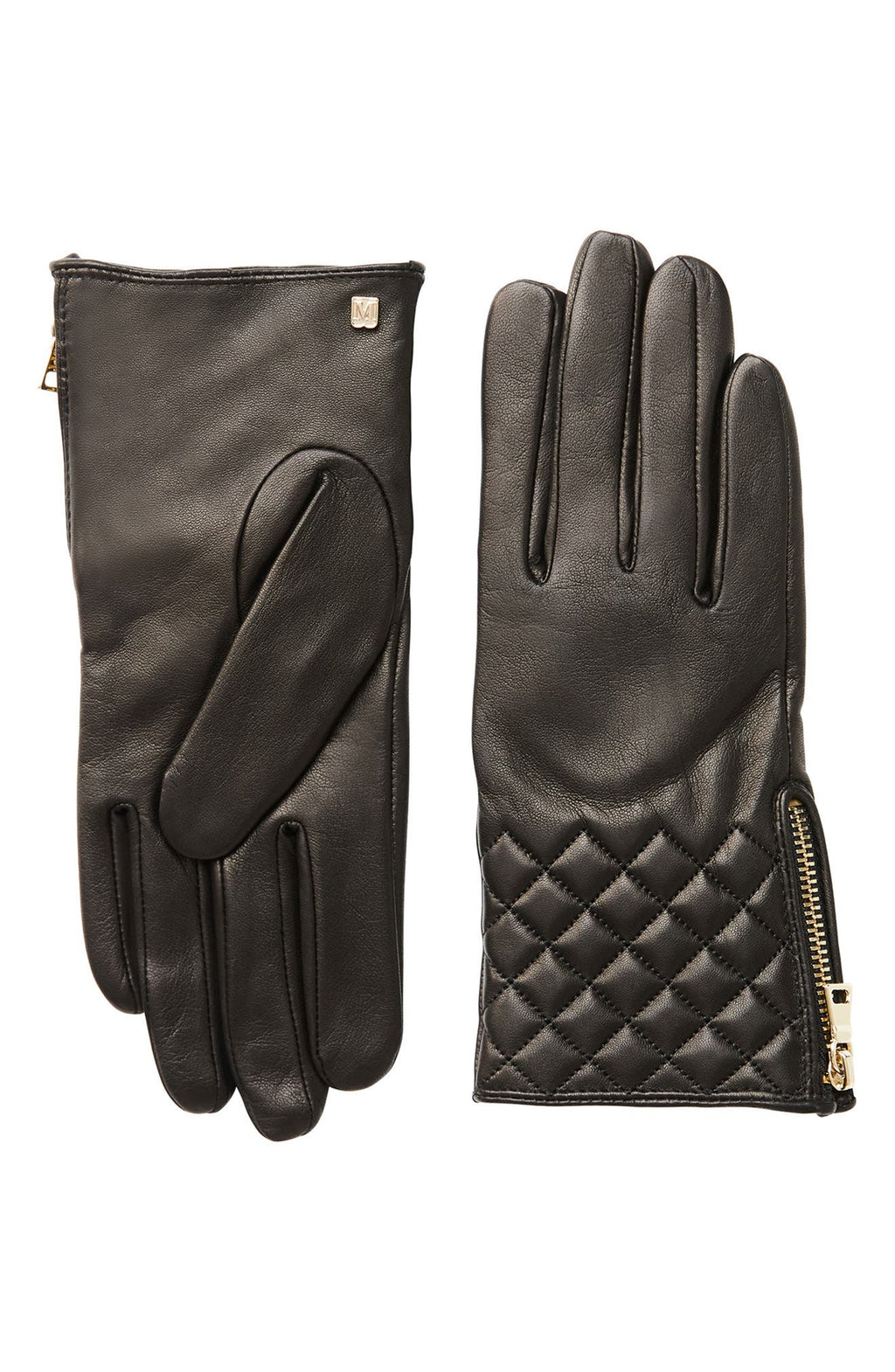 Bruno Magli Diamond Quilt Cashmere Lined Leather Gloves, Main, color, BLACK