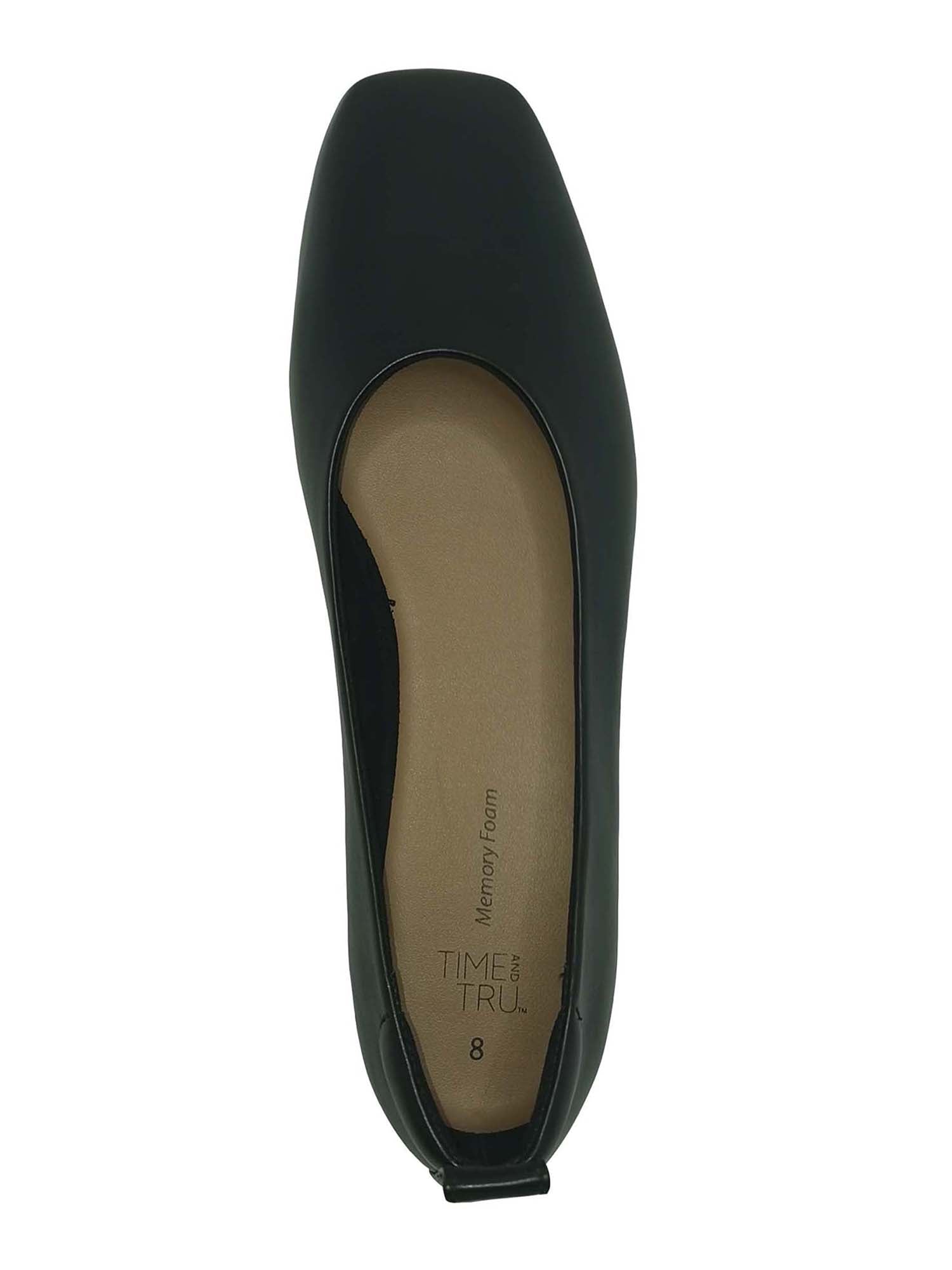 image 4 of Time and Tru Women's Soft Square Toe Ballet Flats (Wide Width Available)