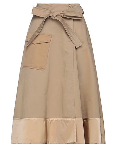 PINKO Midi skirt Sand 97% Cotton, 3% Elastane, Polyamide, Linen