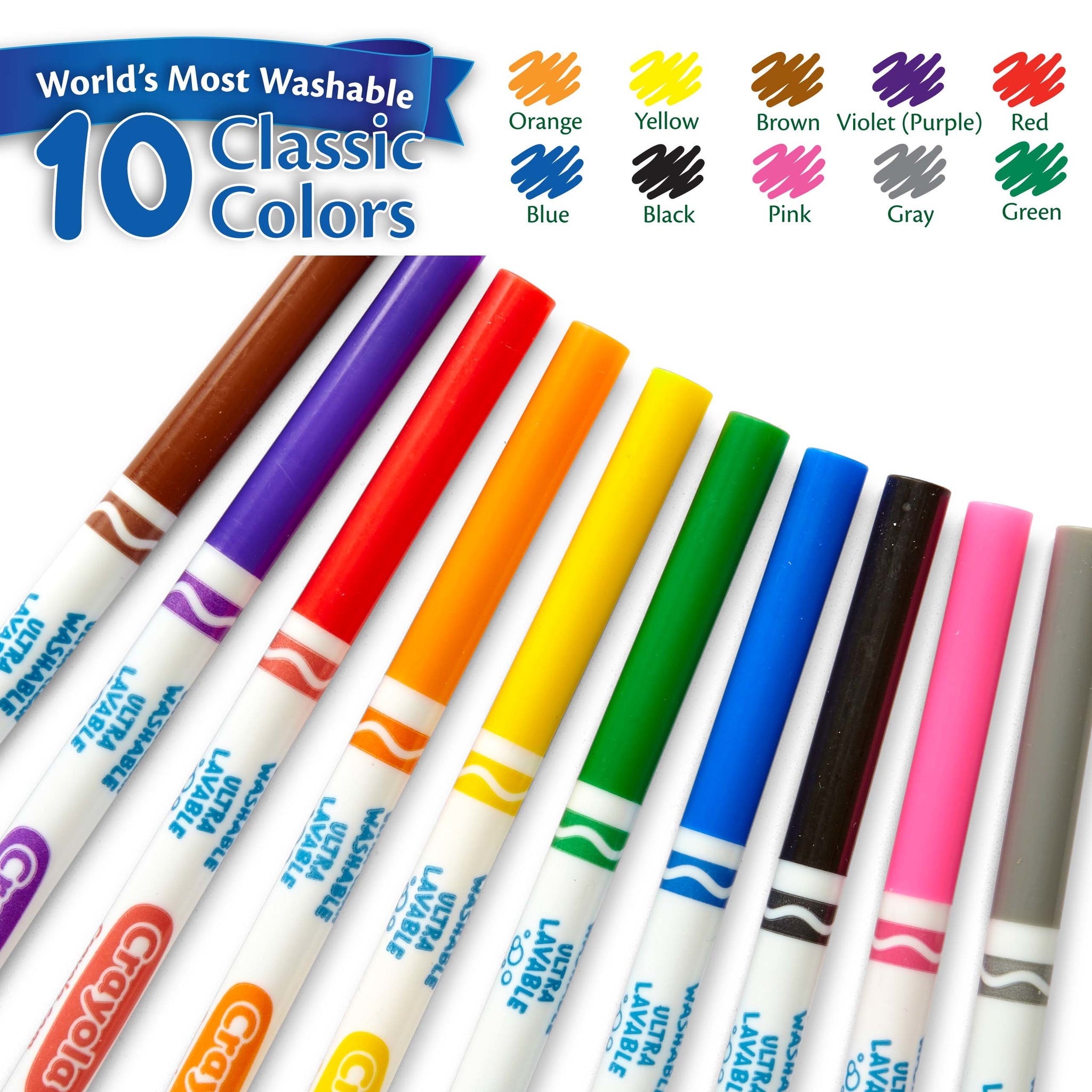 image 5 of Crayola Ultra Clean Classic Fine Line Washable Marker, 10 Count, Child