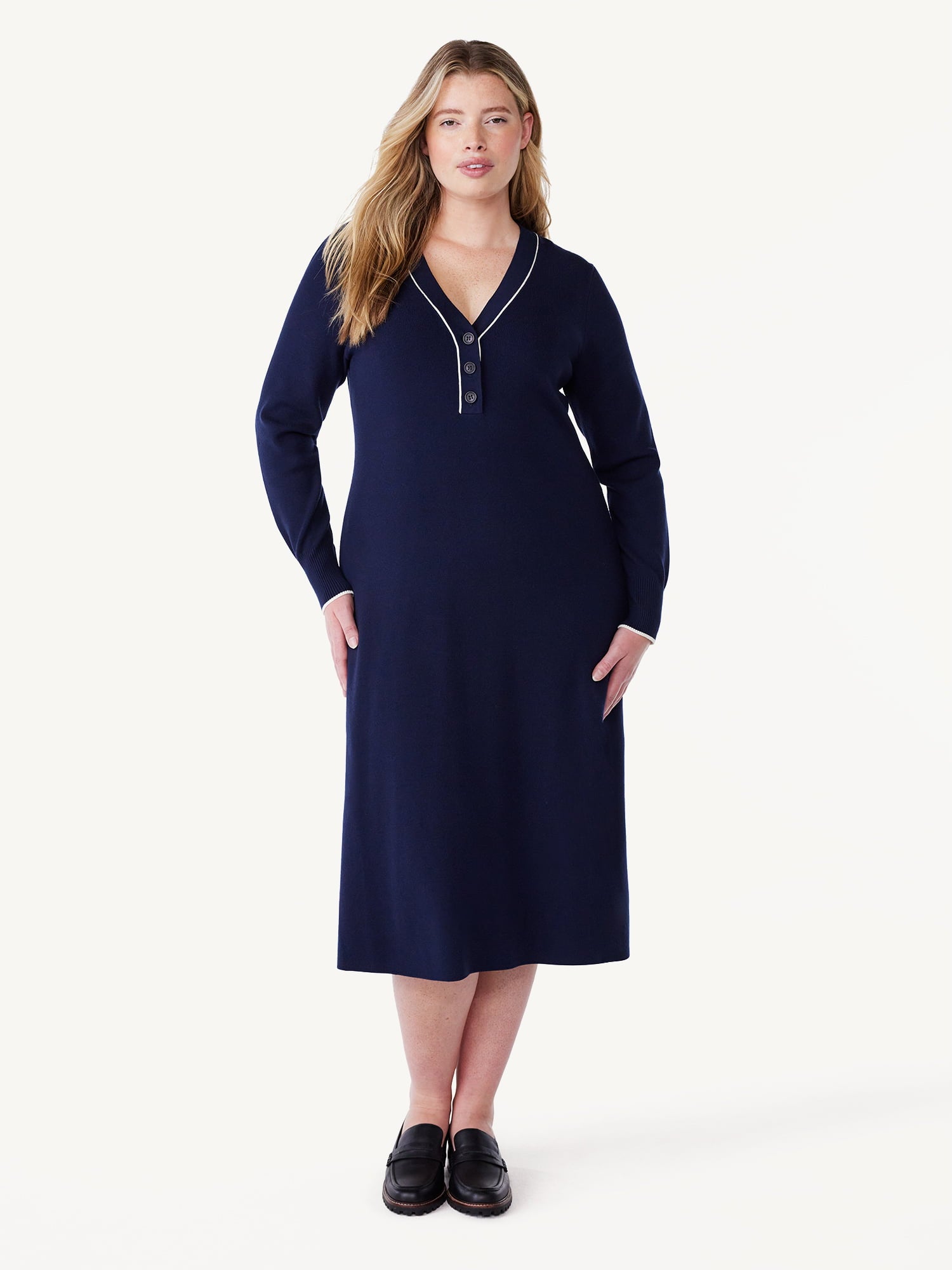 Free Assembly Women's Henley Midi Sweater Dress, Sizes XS-XXL - image 7 of 9