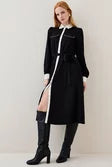 Contrast Twill Trimmed Midi Shirt Dress